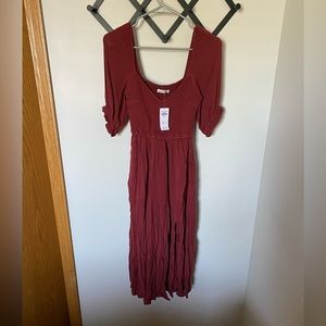 A&F short sleeve smocked midi dress